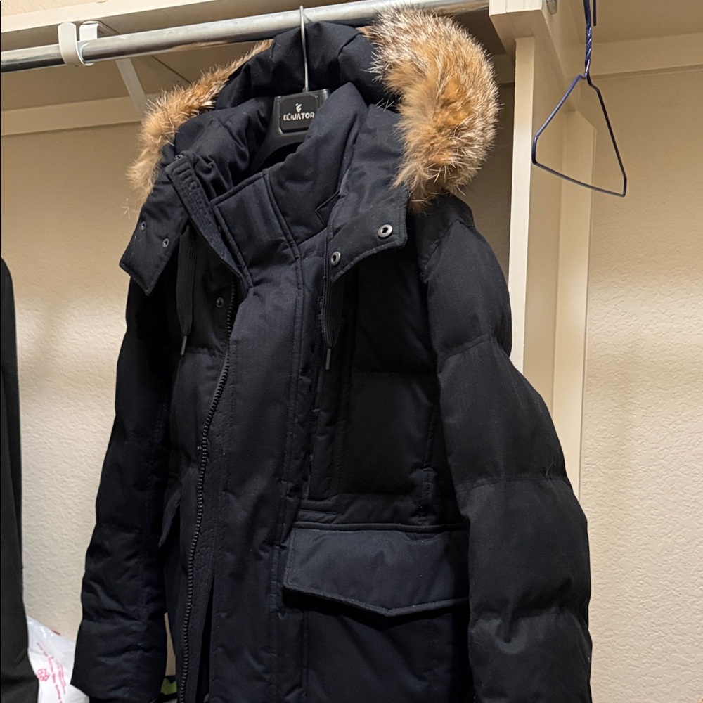 Andrew Marc Black Puffer Jacket with Fur Hood